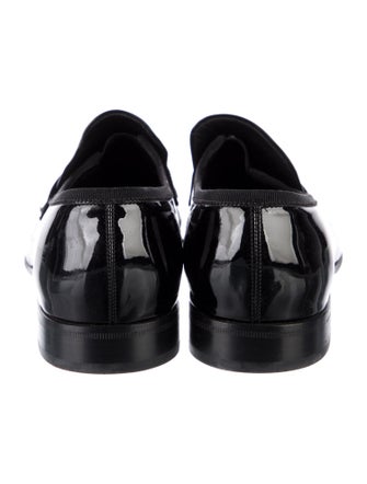 Salvatore Ferragamo Patent Leather Grosgrain Trim Monk Straps