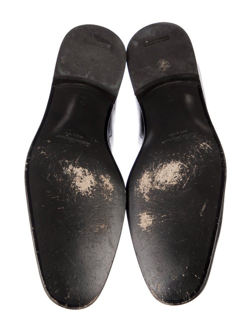 Salvatore Ferragamo Patent Leather Grosgrain Trim Monk Straps