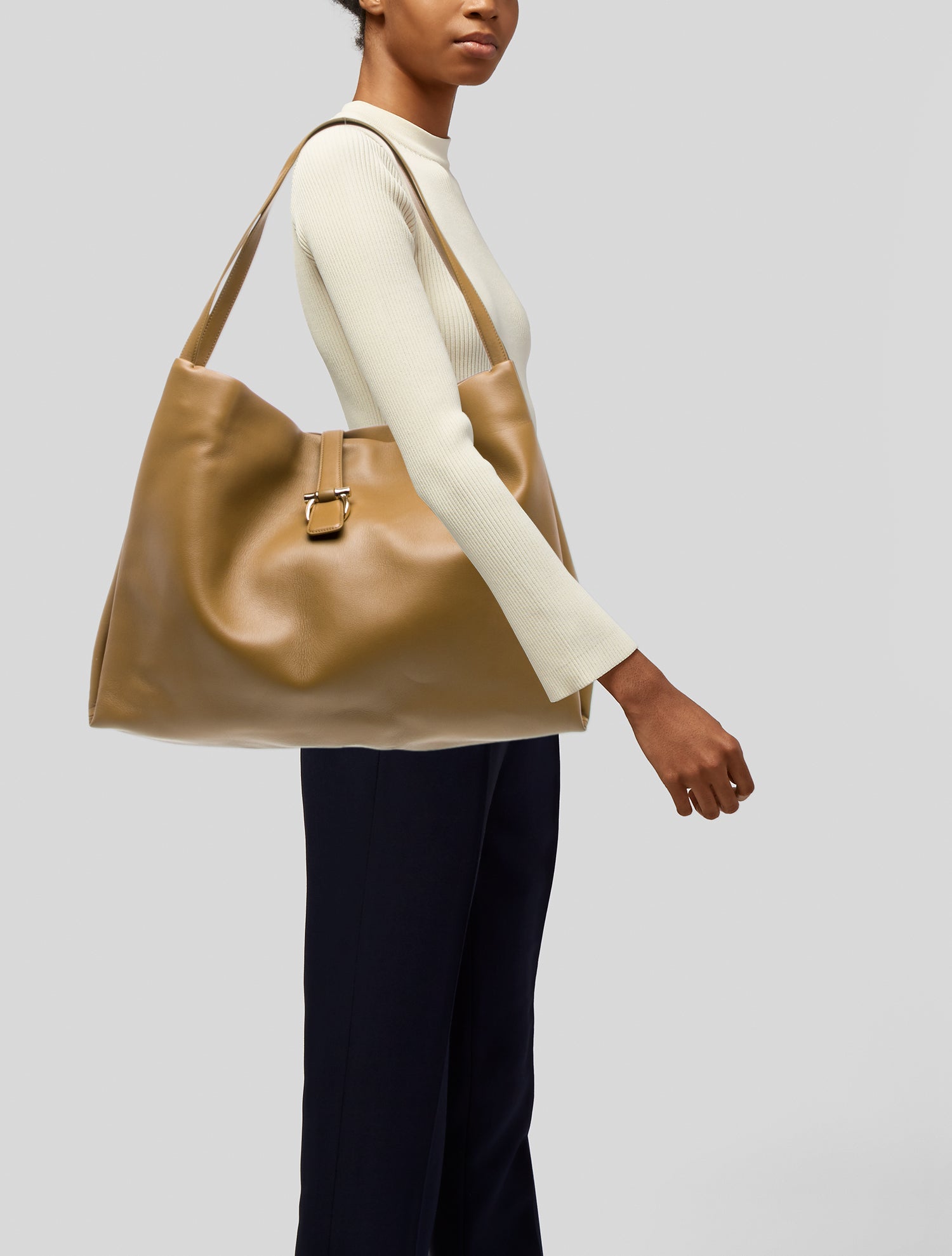 Ferragamo Leather Gancini Medium