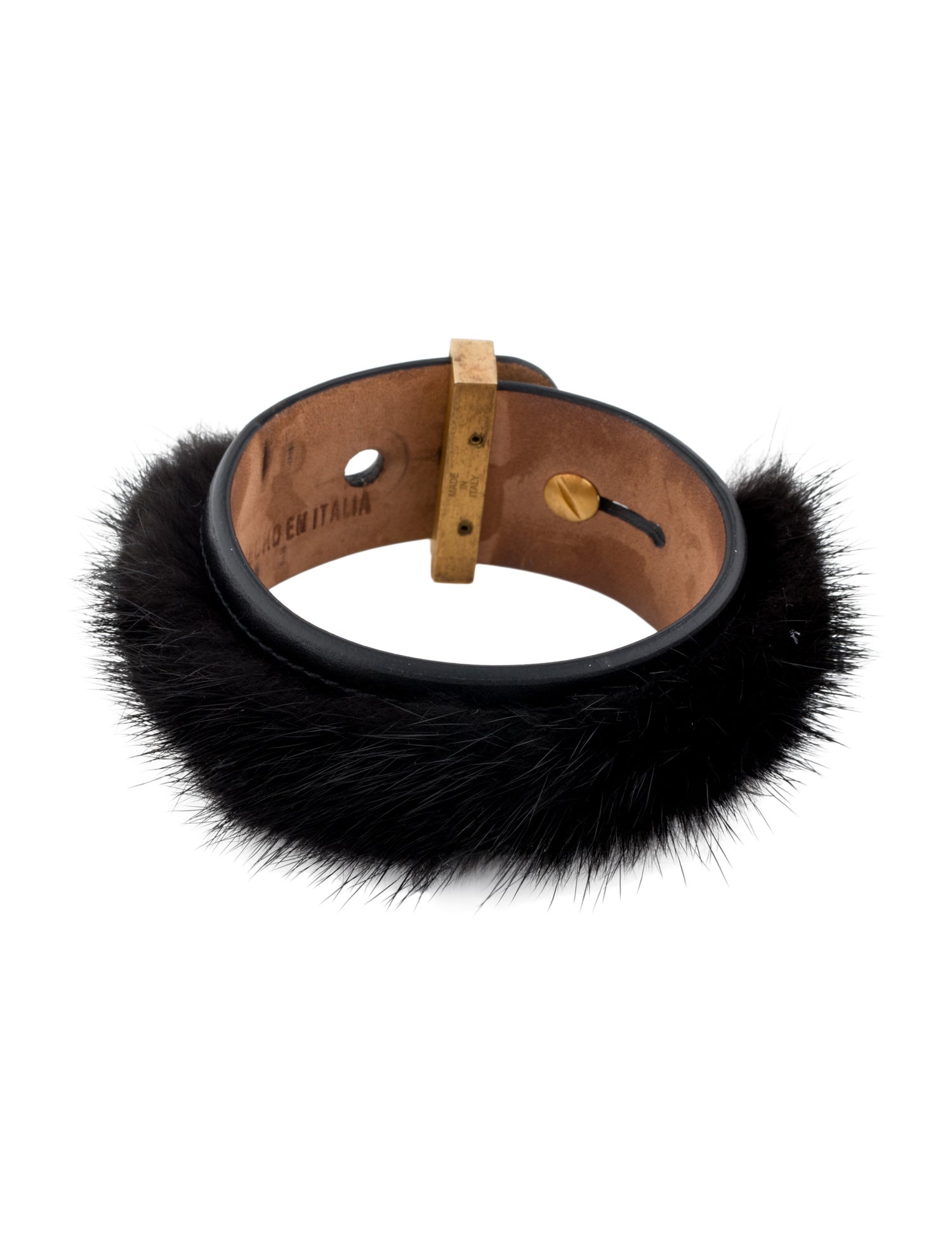 Ferragamo Fur Leather Wrap Bracelet
