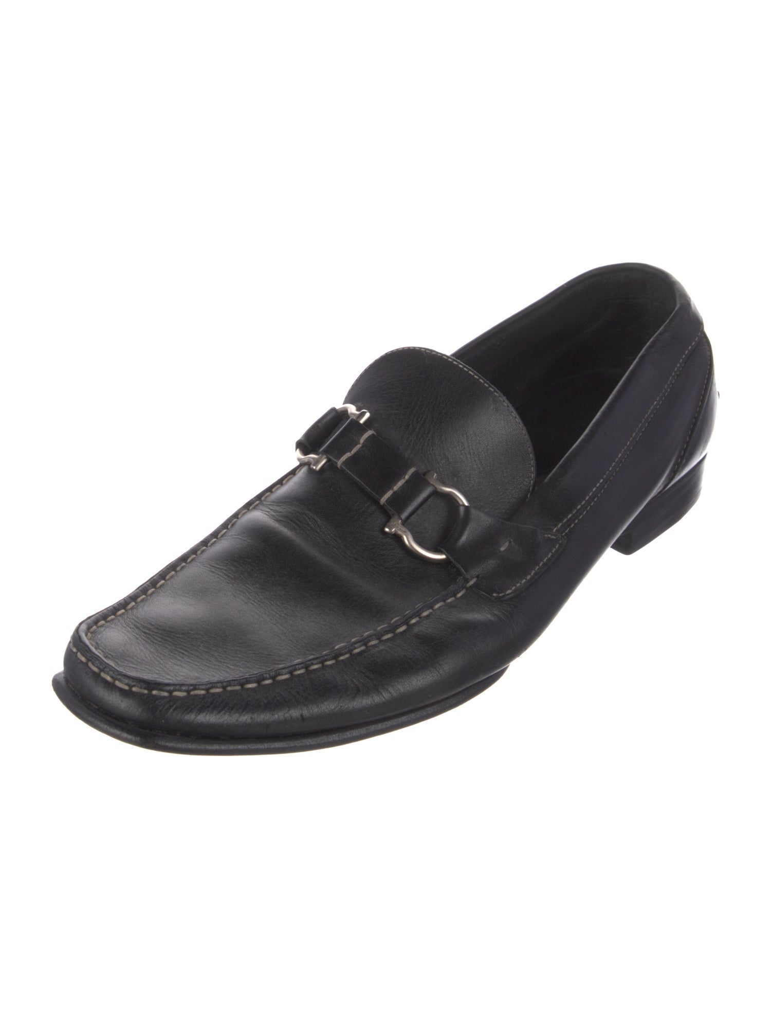 Ferragamo Gancini Logo Leather Dress Loafers