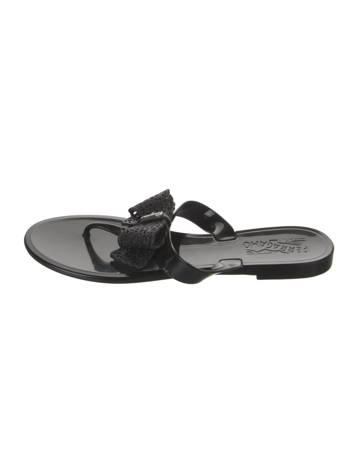 Ferragamo Rubber Bow Accents Slides