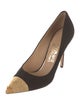 Ferragamo Suede Chain-Link Accents Pumps