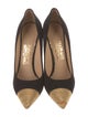 Ferragamo Suede Chain-Link Accents Pumps