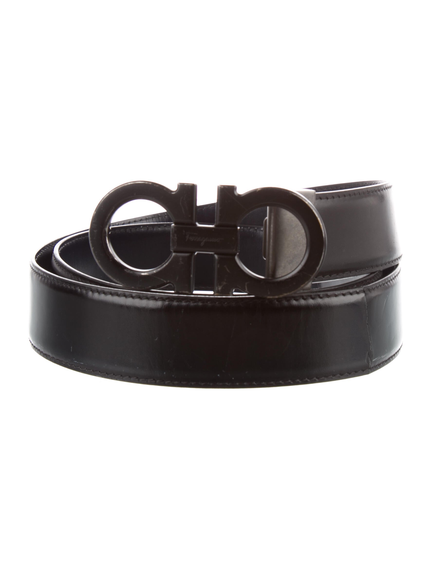 Ferragamo Patent Leather Embroidered Accent Belt Kit