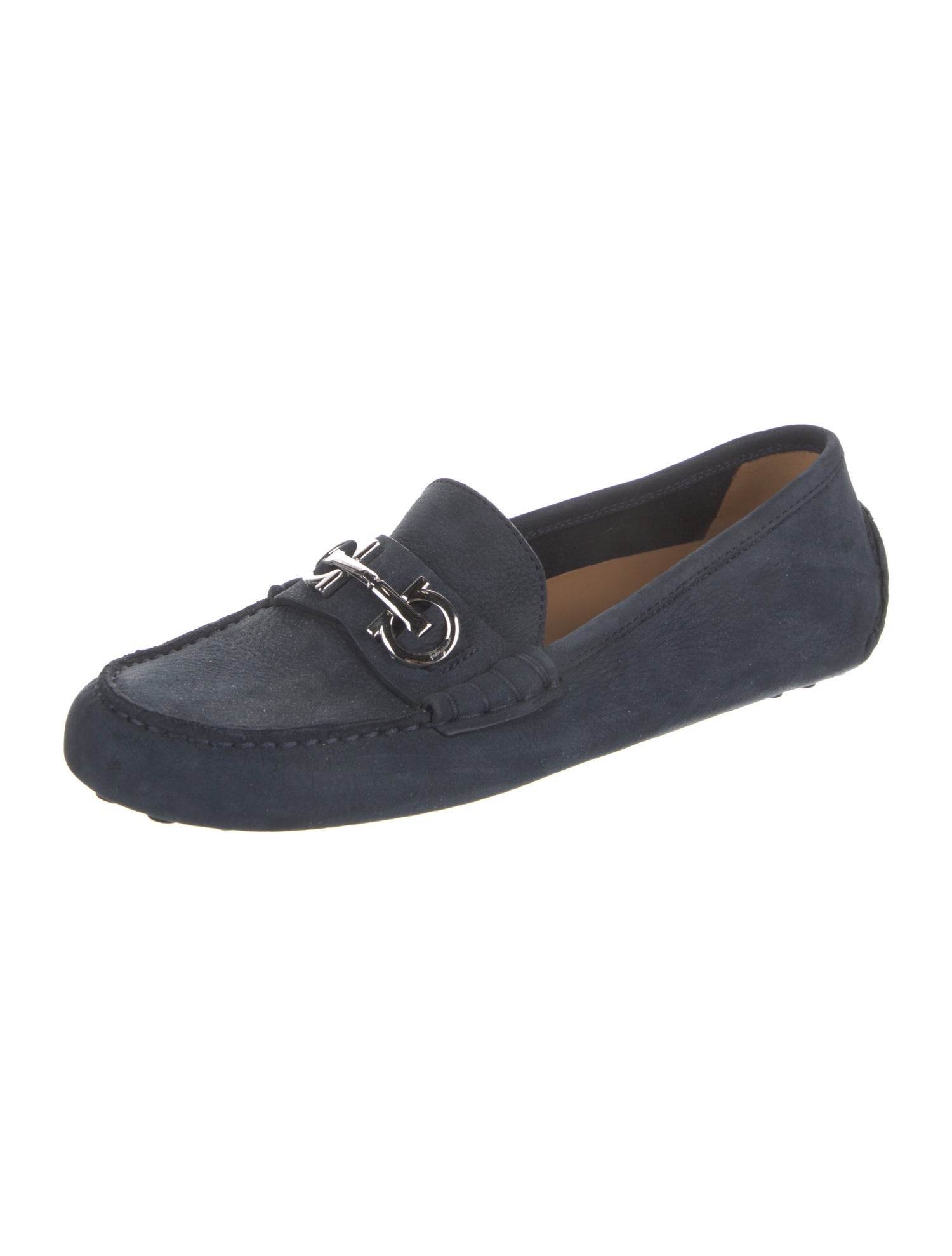 Ferragamo Gancini Logo Suede Loafers