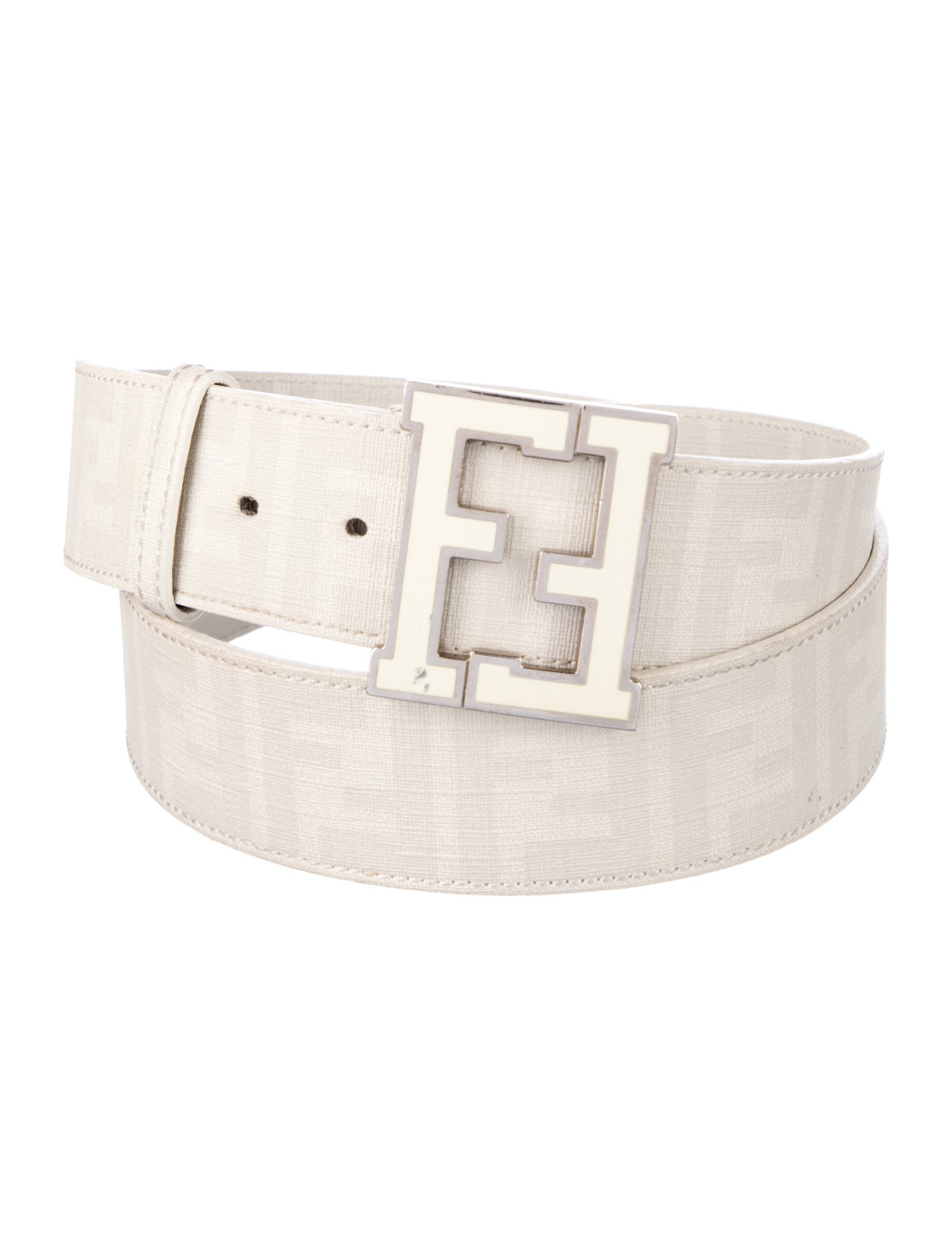 Fendi Zucca FF Logo Leather Trim Embellishment Belt Kit