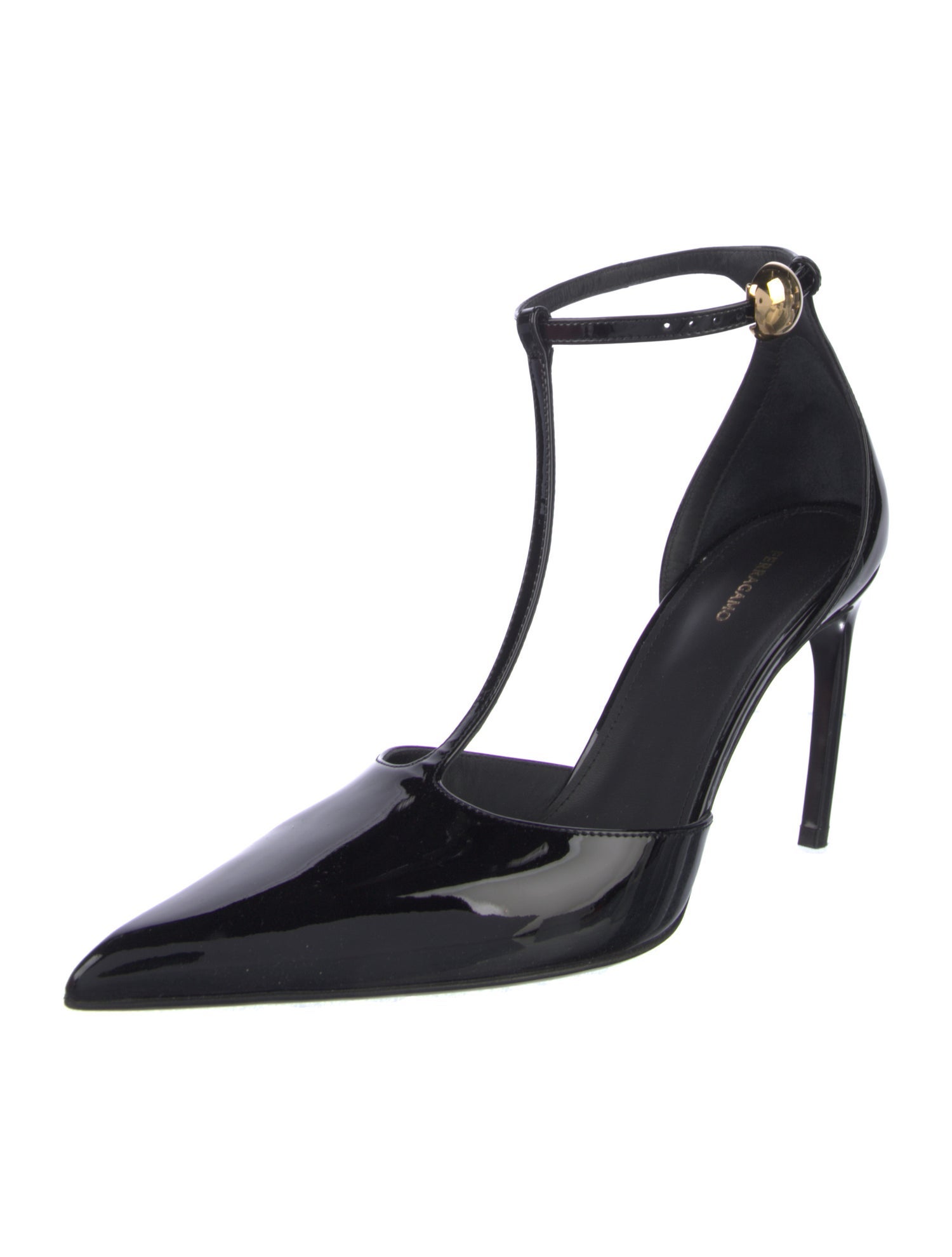 Ferragamo Patent Leather T-Strap Pumps