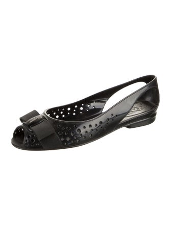 Salvatore Ferragamo Vara Bow Accent PVC D'Orsay Flats