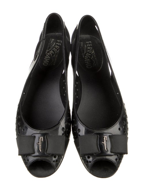 Salvatore Ferragamo Vara Bow Accent PVC D'Orsay Flats