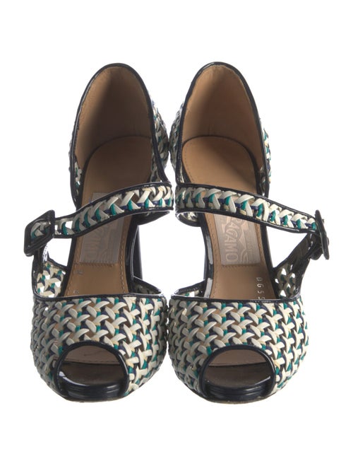 Ferragamo Leather Patterned D'Orsay Pumps
