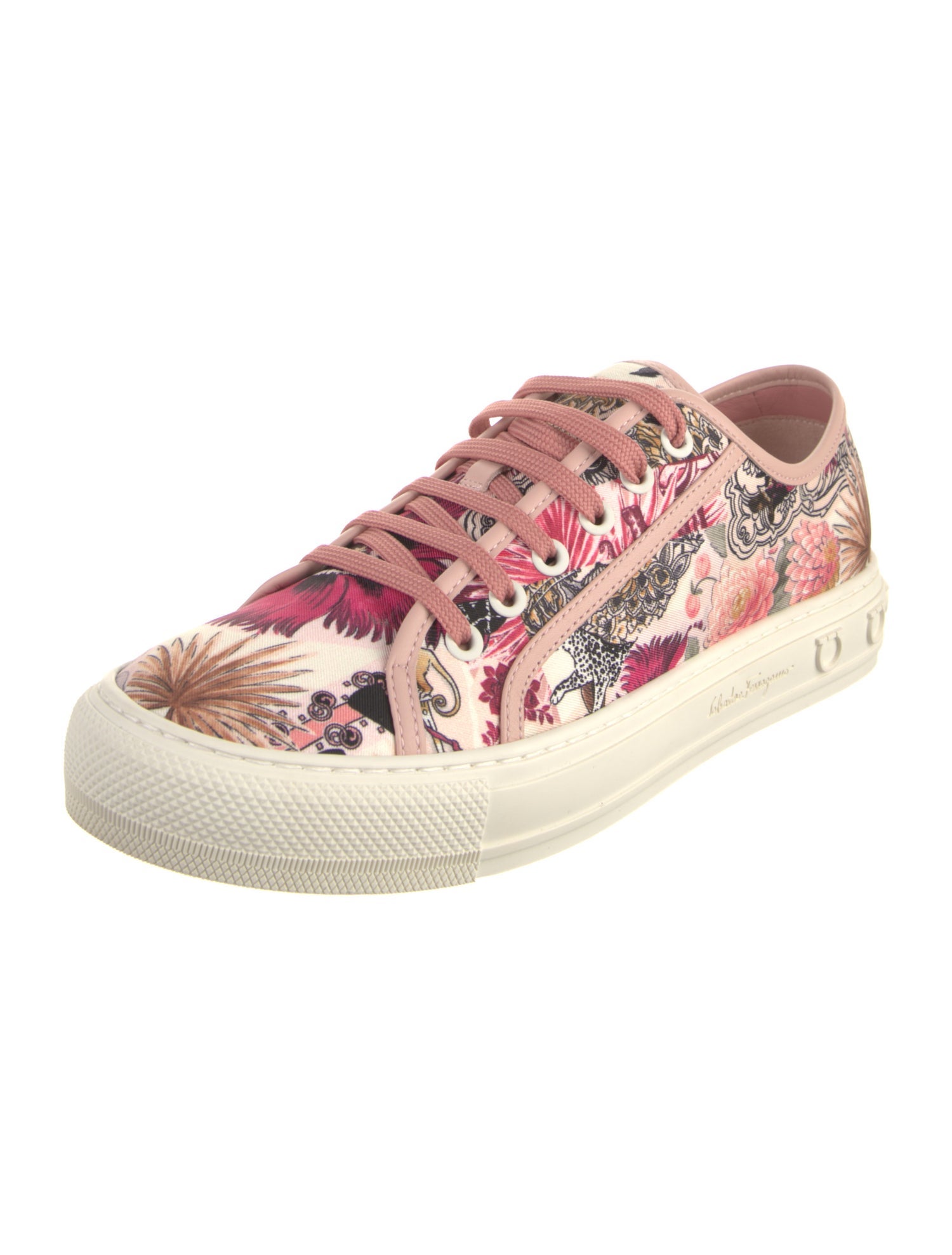 Ferragamo Canvas Printed Sneakers w/ Tags