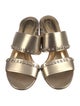 Ferragamo Leather Chain-Link Accents Slides
