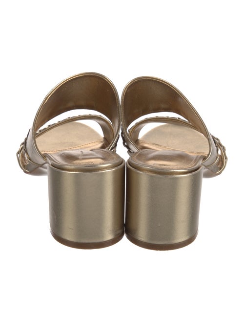 Ferragamo Leather Chain-Link Accents Slides