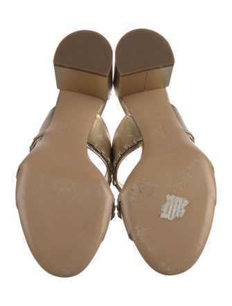 Ferragamo Leather Chain-Link Accents Slides