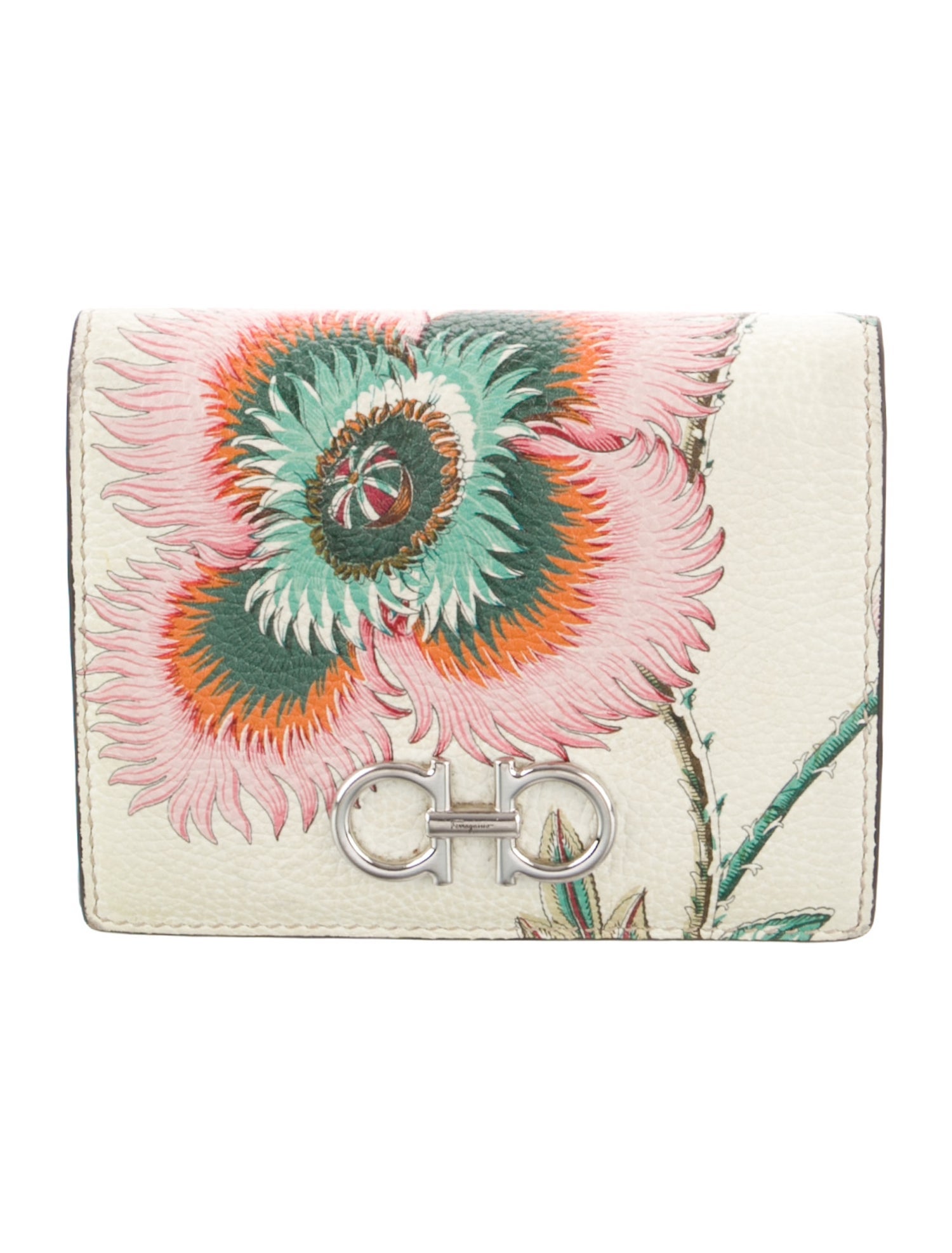 Ferragamo Leather Printed Compact Wallet