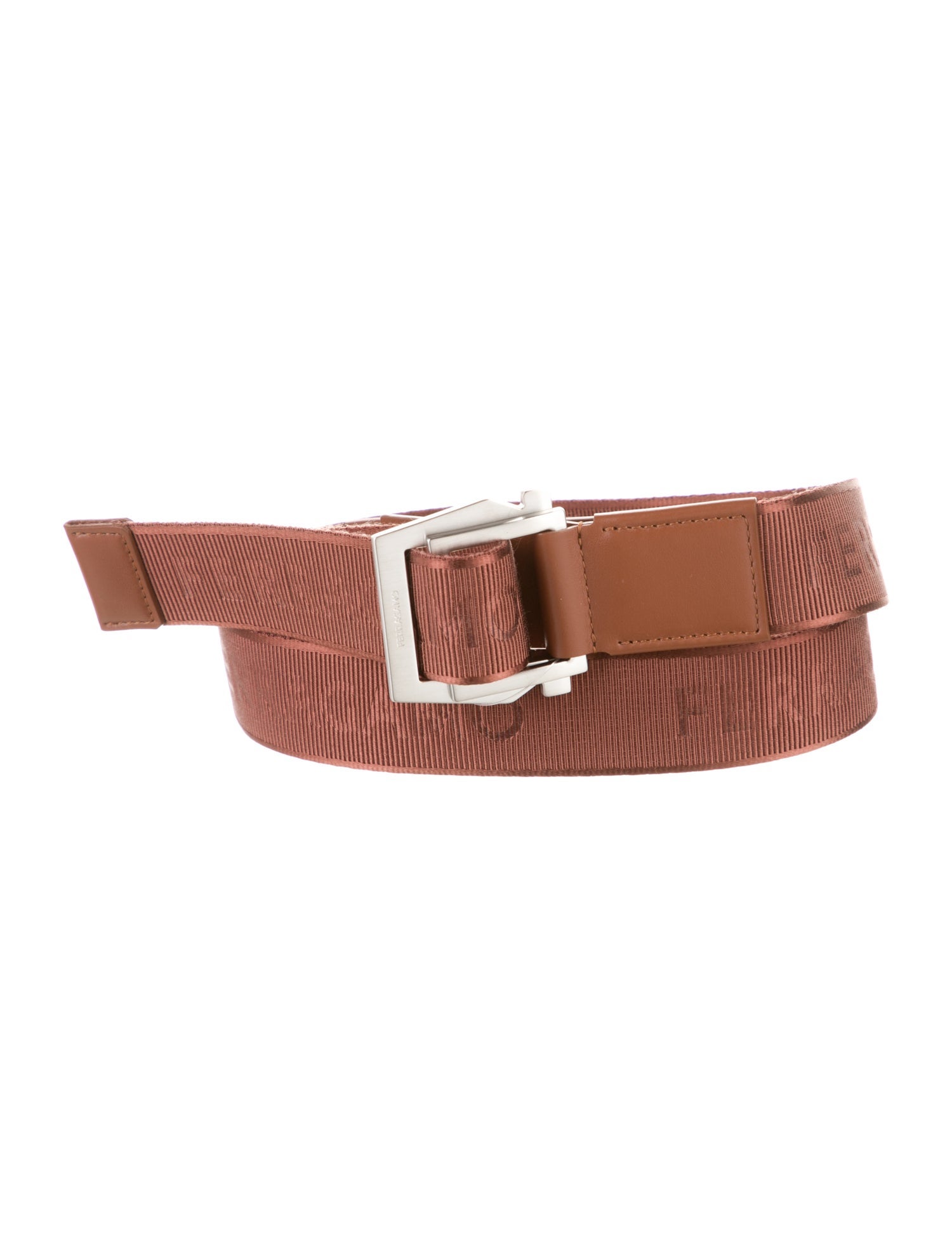 Ferragamo Nylon Leather Trim Embellishment Waist Belt w/ Tags