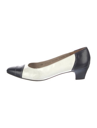 Ferragamo Leather Colorblock Pattern Pumps