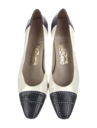 Ferragamo Leather Colorblock Pattern Pumps