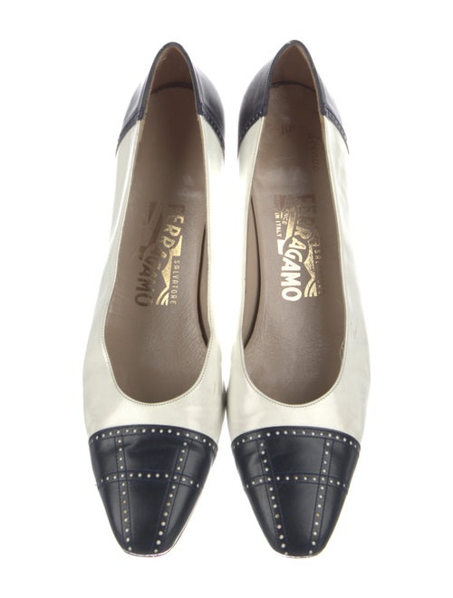 Ferragamo Leather Colorblock Pattern Pumps
