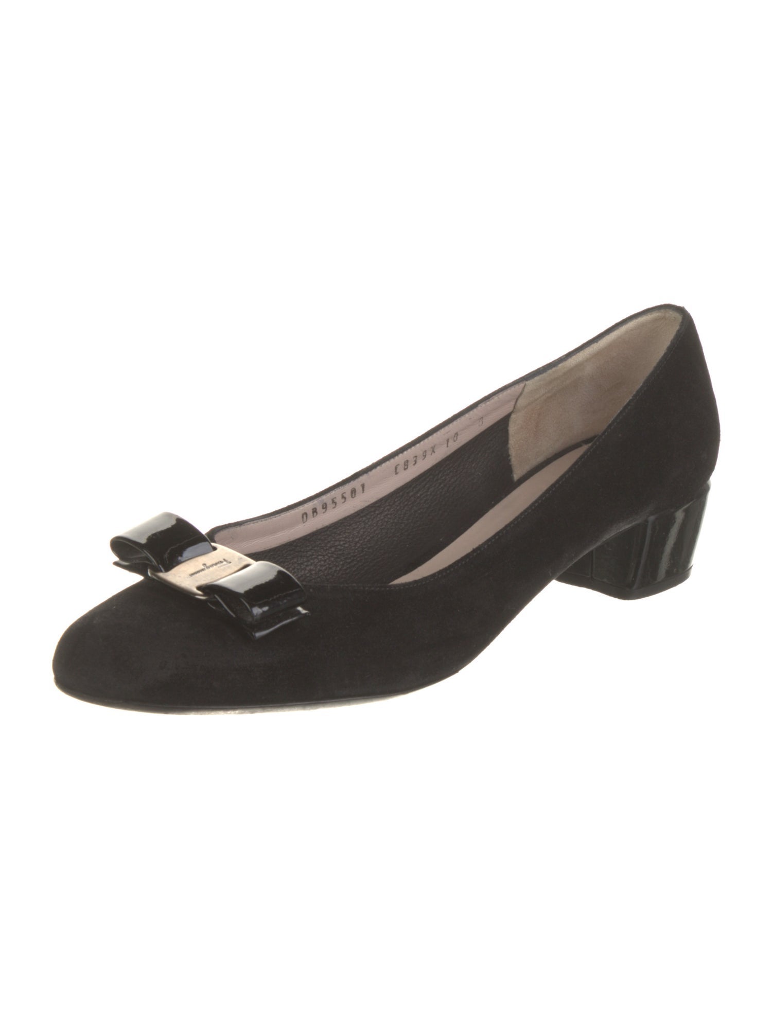 Ferragamo Vara Bow Accent Suede Pumps