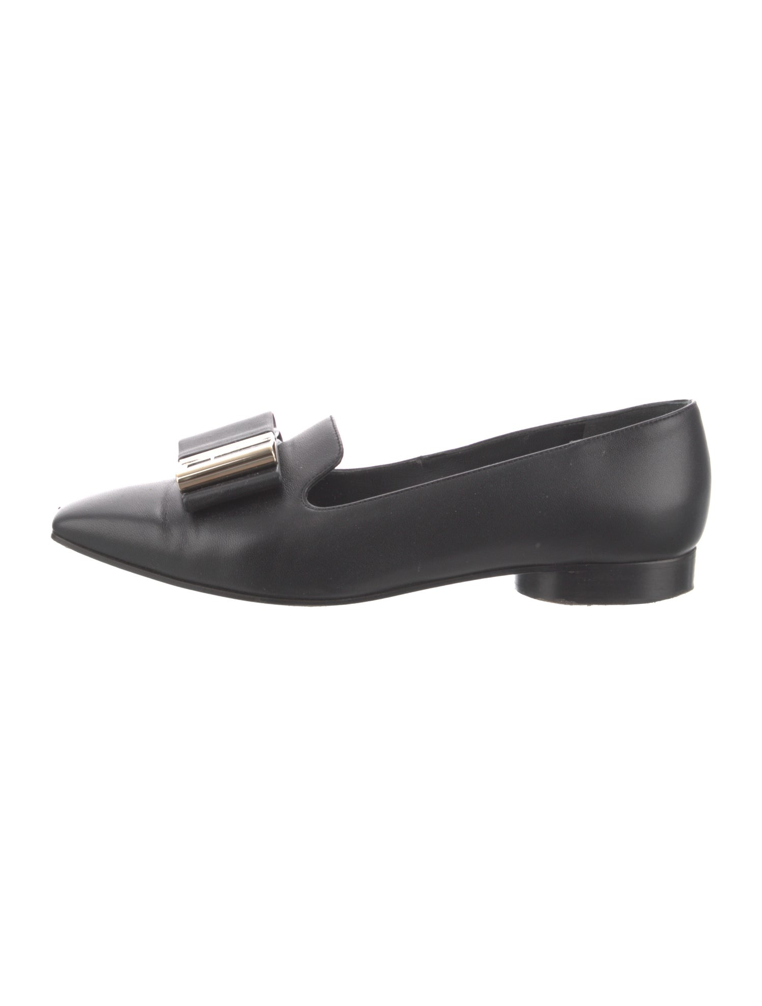 Ferragamo Leather Bow Accents Loafers