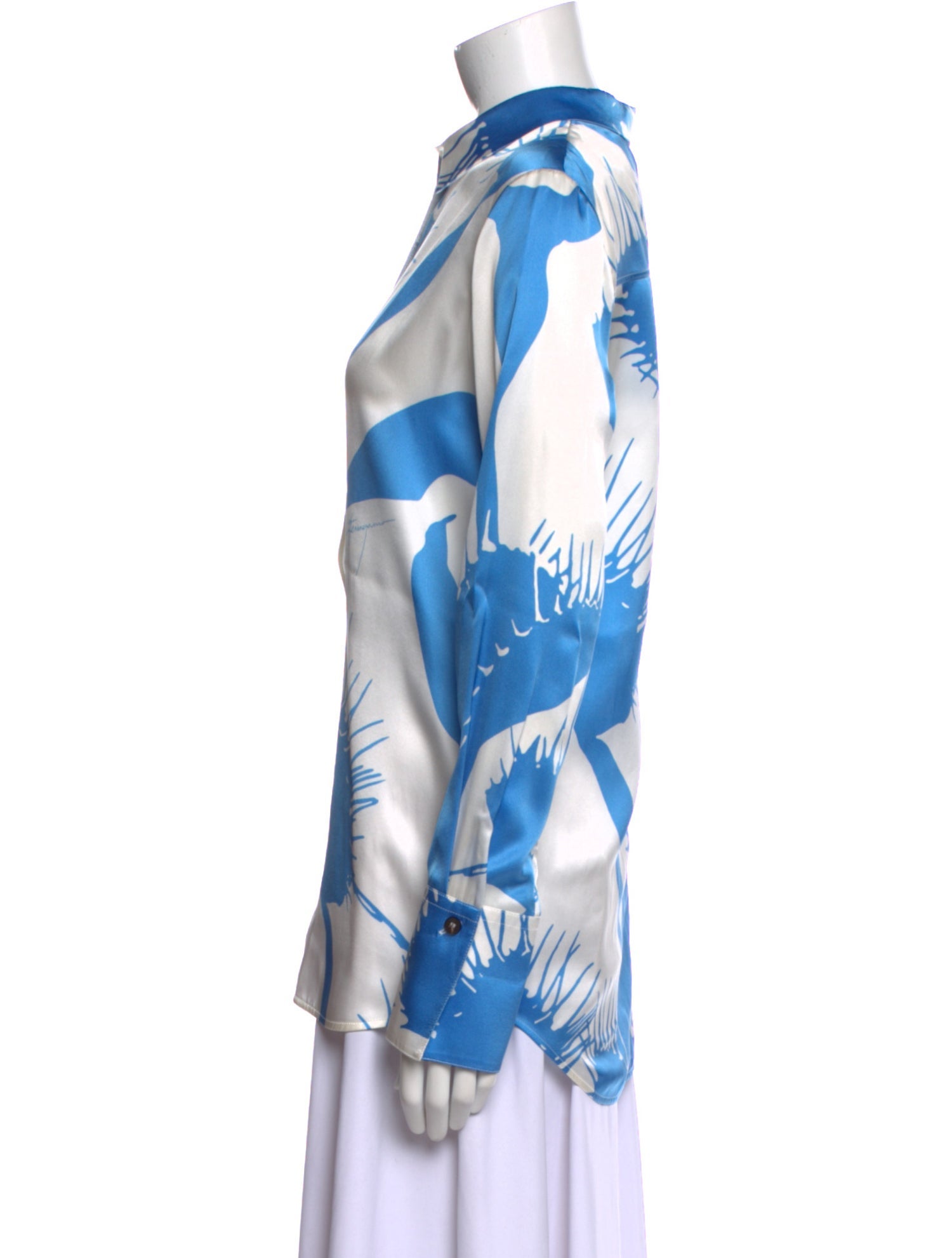 Ferragamo Silk Printed Button-Up Top