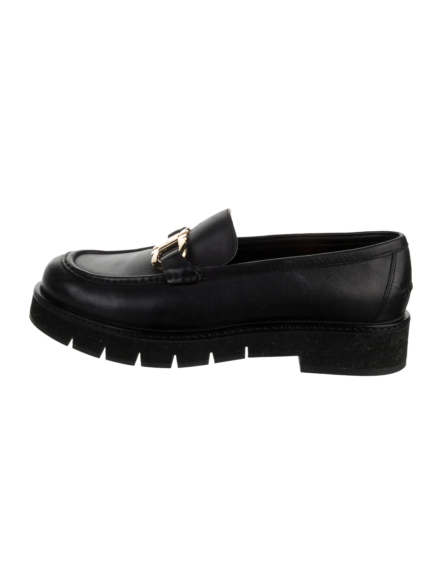 Ferragamo Gancini Logo Leather Loafers