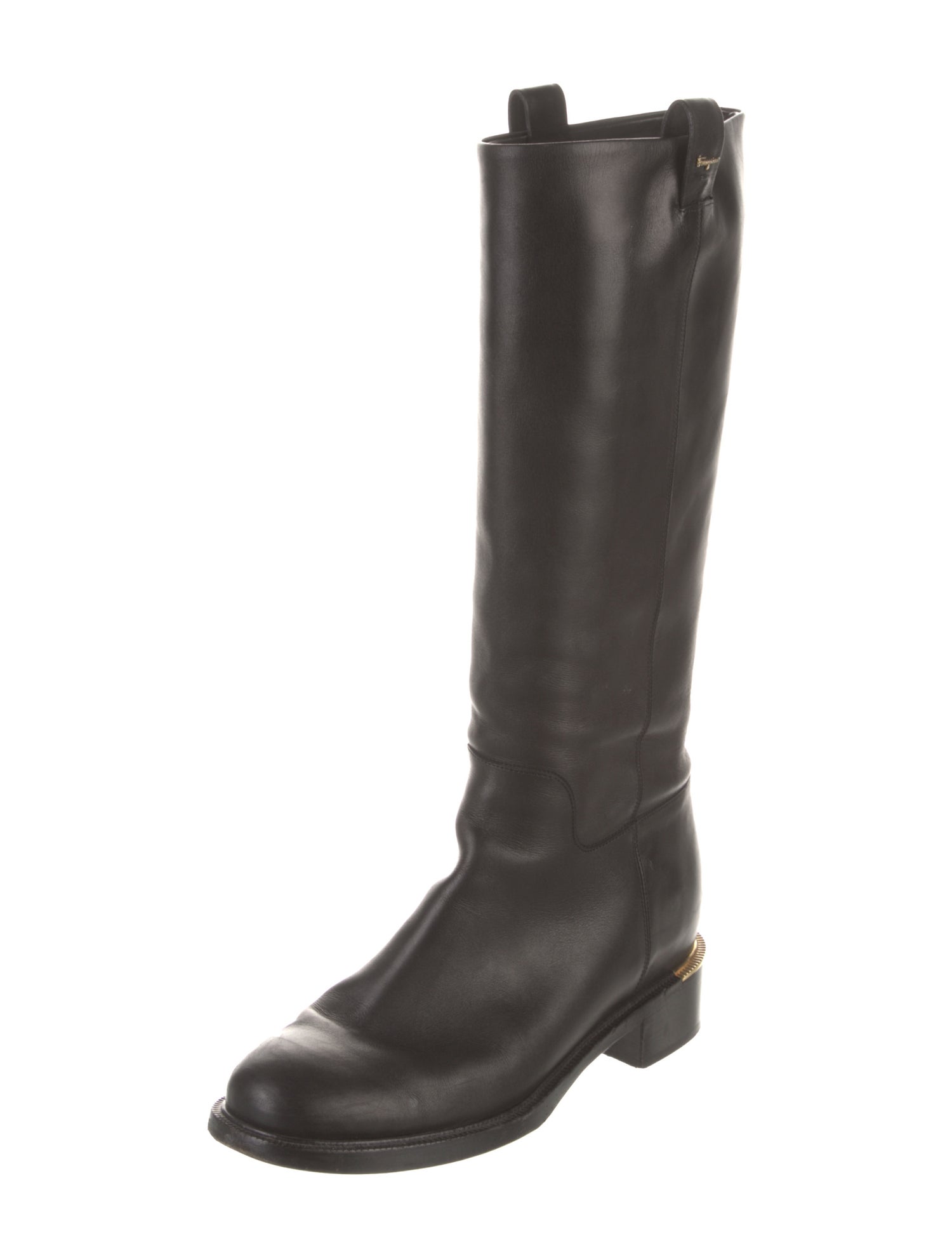 Ferragamo Leather Riding Boots