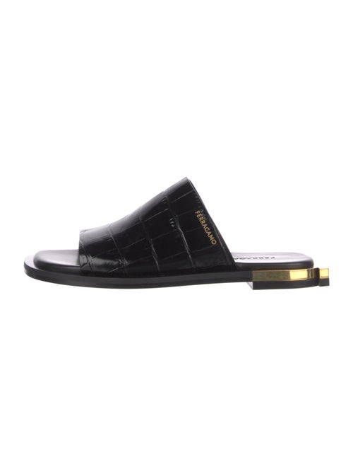 Ferragamo Embossed Leather Slides