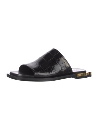 Ferragamo Embossed Leather Slides