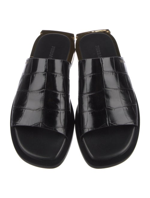 Ferragamo Embossed Leather Slides