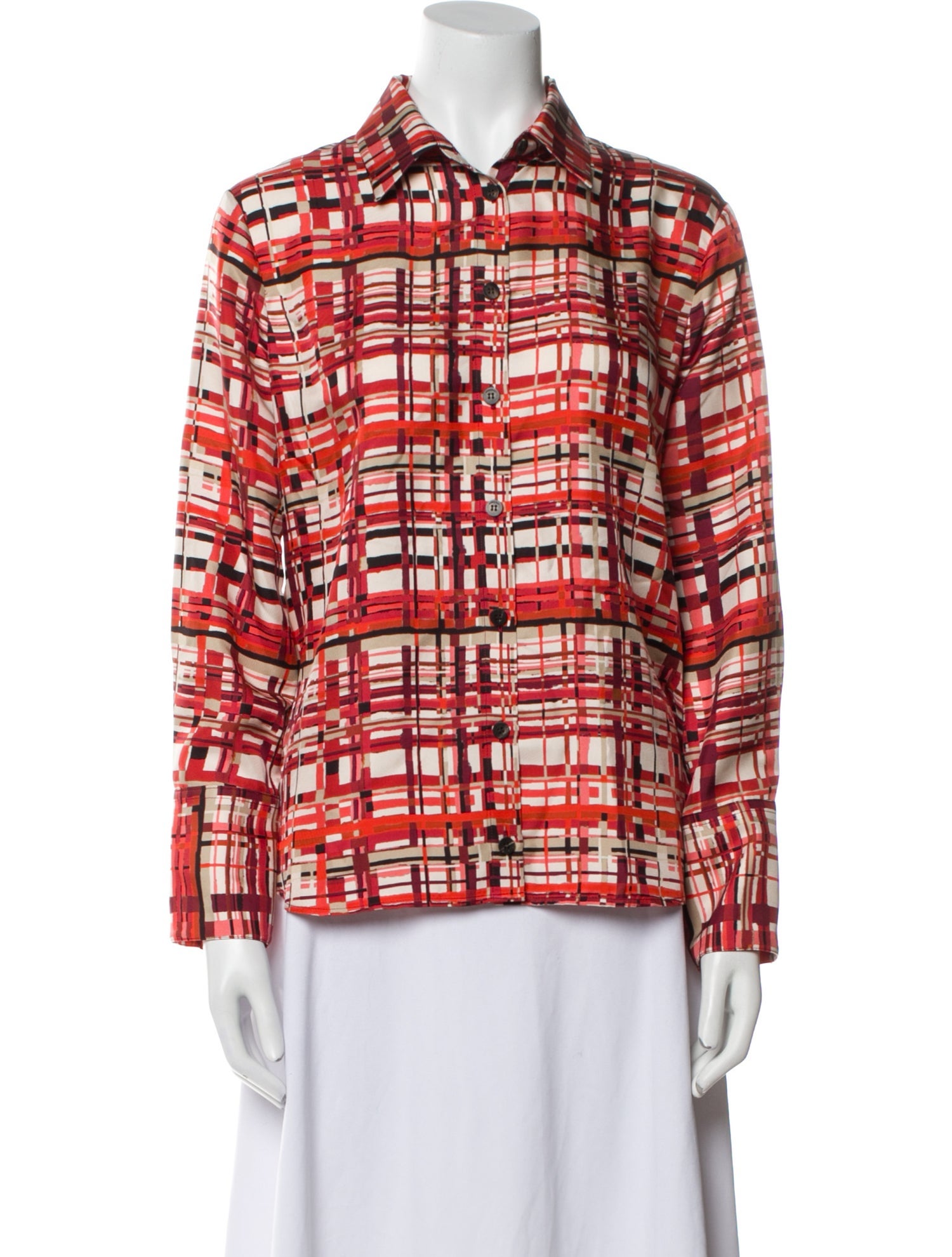 Ferragamo Silk Printed Button-Up Top