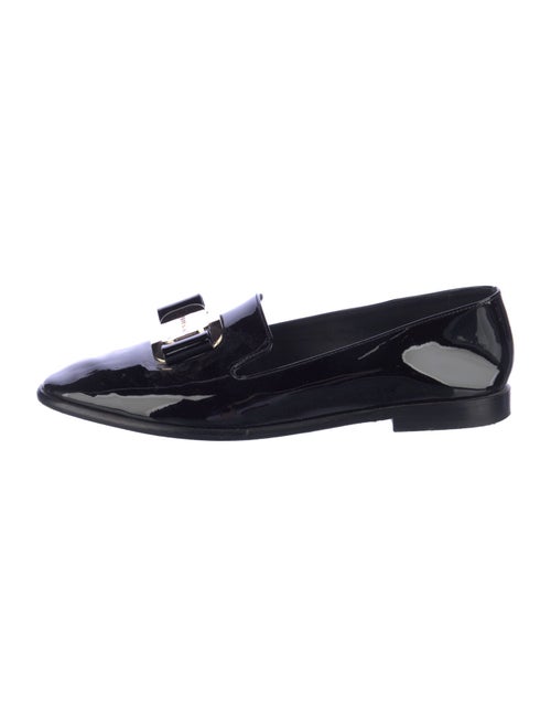 Ferragamo Patent Leather Bow Accents Loafers