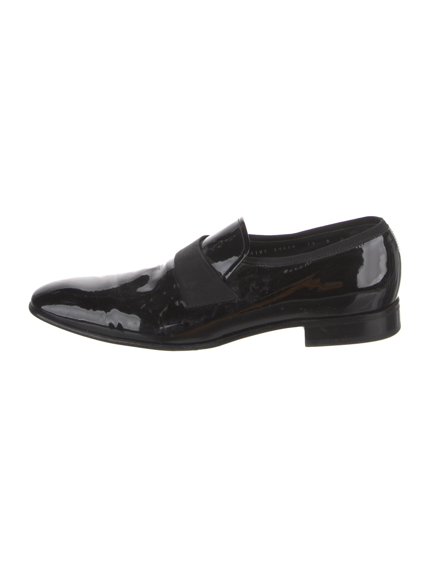 Ferragamo Patent Leather Grosgrain Trim Dress Loafers