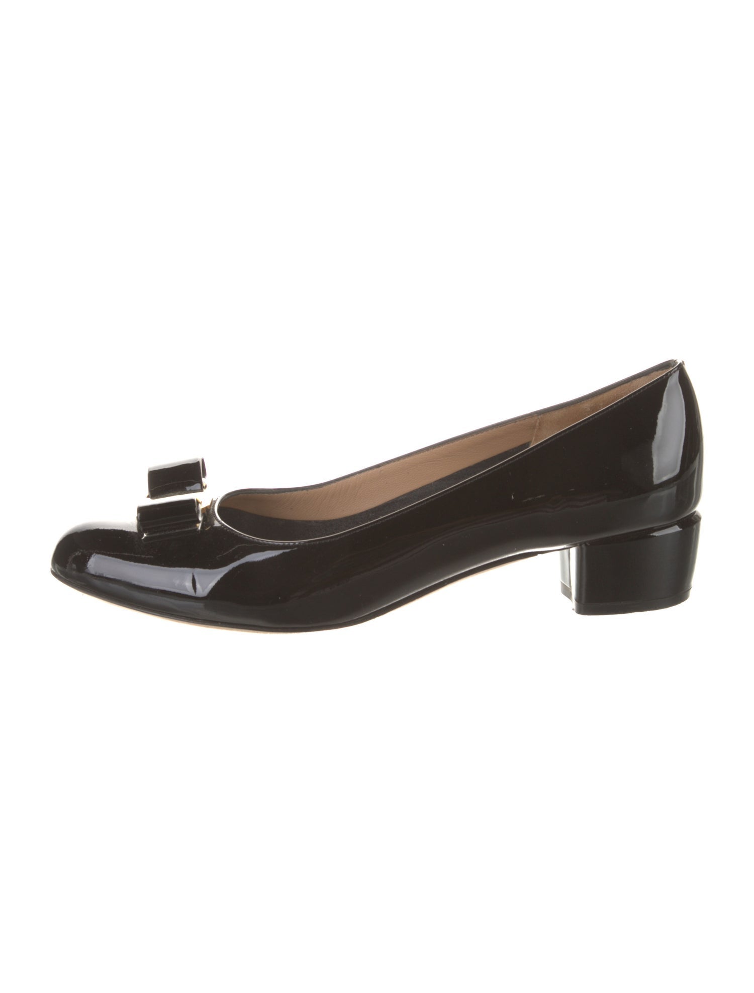 Ferragamo Vara Bow Accent Patent Leather Flats