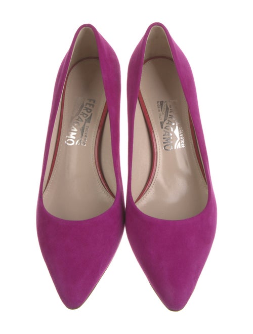 Ferragamo Suede Leather Trim Embellishment Pumps