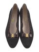 Ferragamo Vara Bow Accent Suede Ballet Flats
