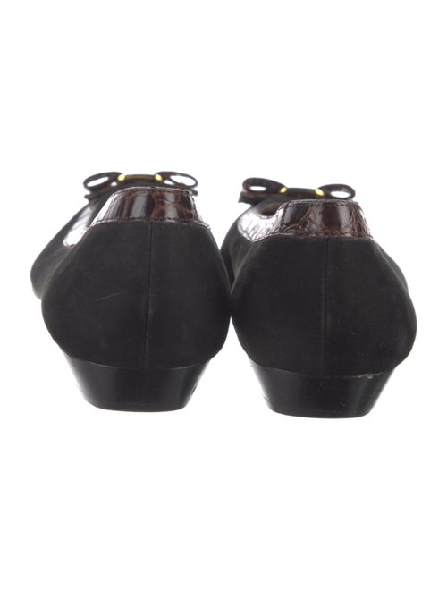 Ferragamo Vara Bow Accent Suede Ballet Flats