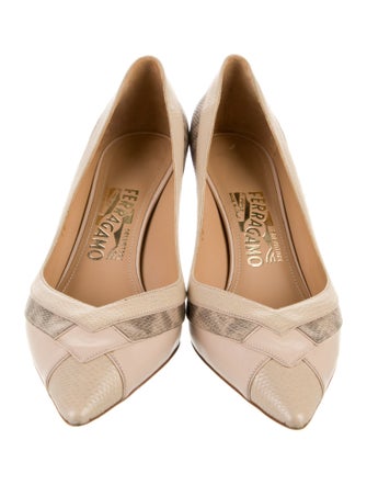 Ferragamo Leather Animal Print Pumps