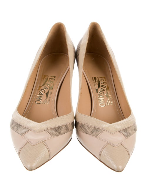 Ferragamo Leather Animal Print Pumps