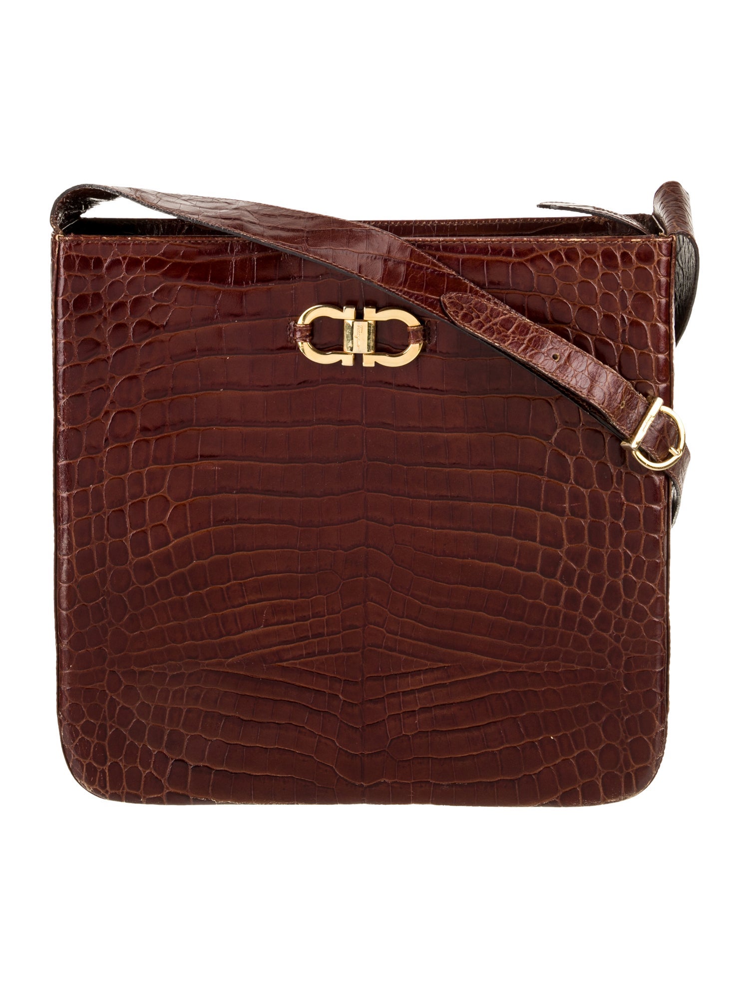 Ferragamo Embossed Leather Shoulder Bag