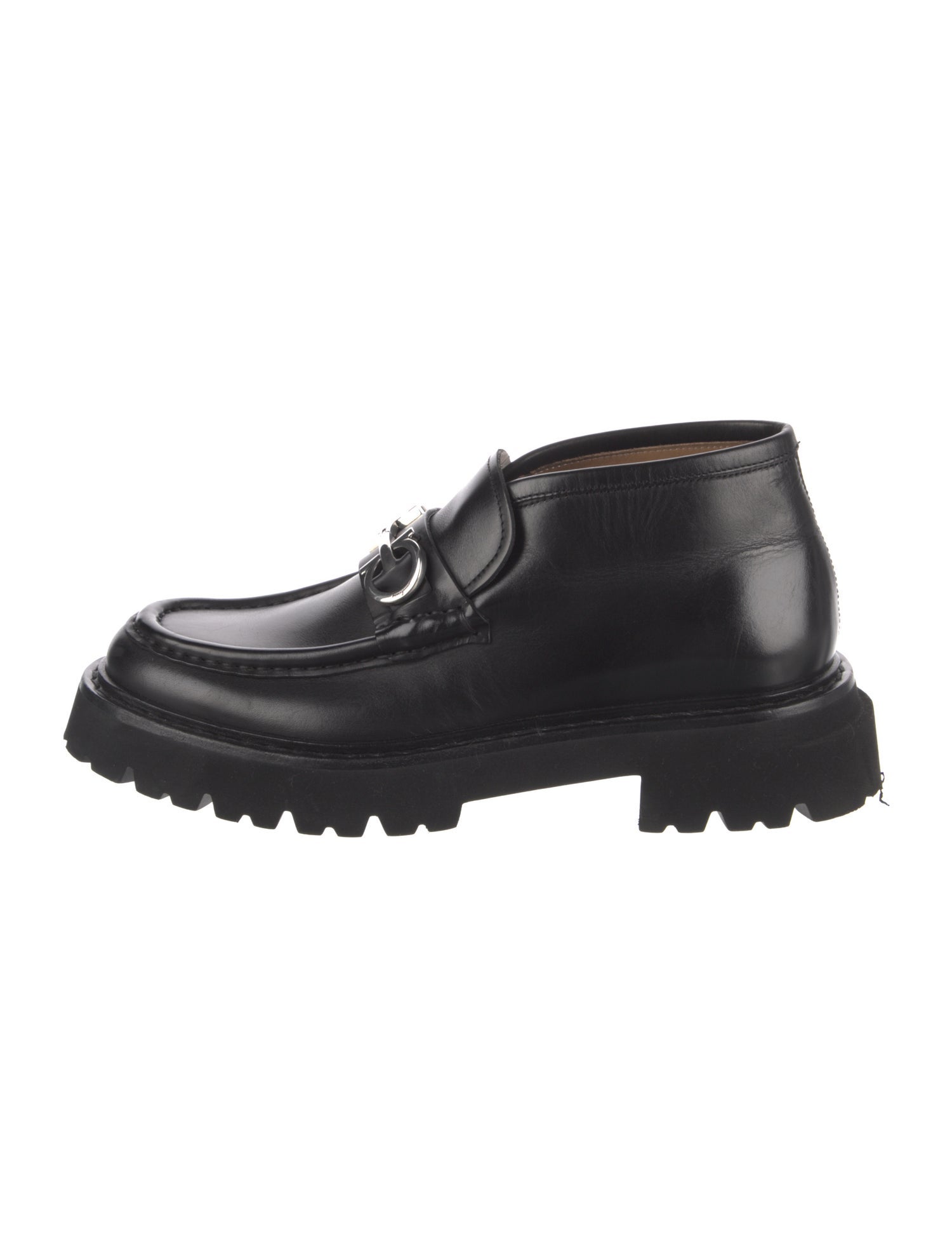 Ferragamo Gancini Logo Leather Loafers
