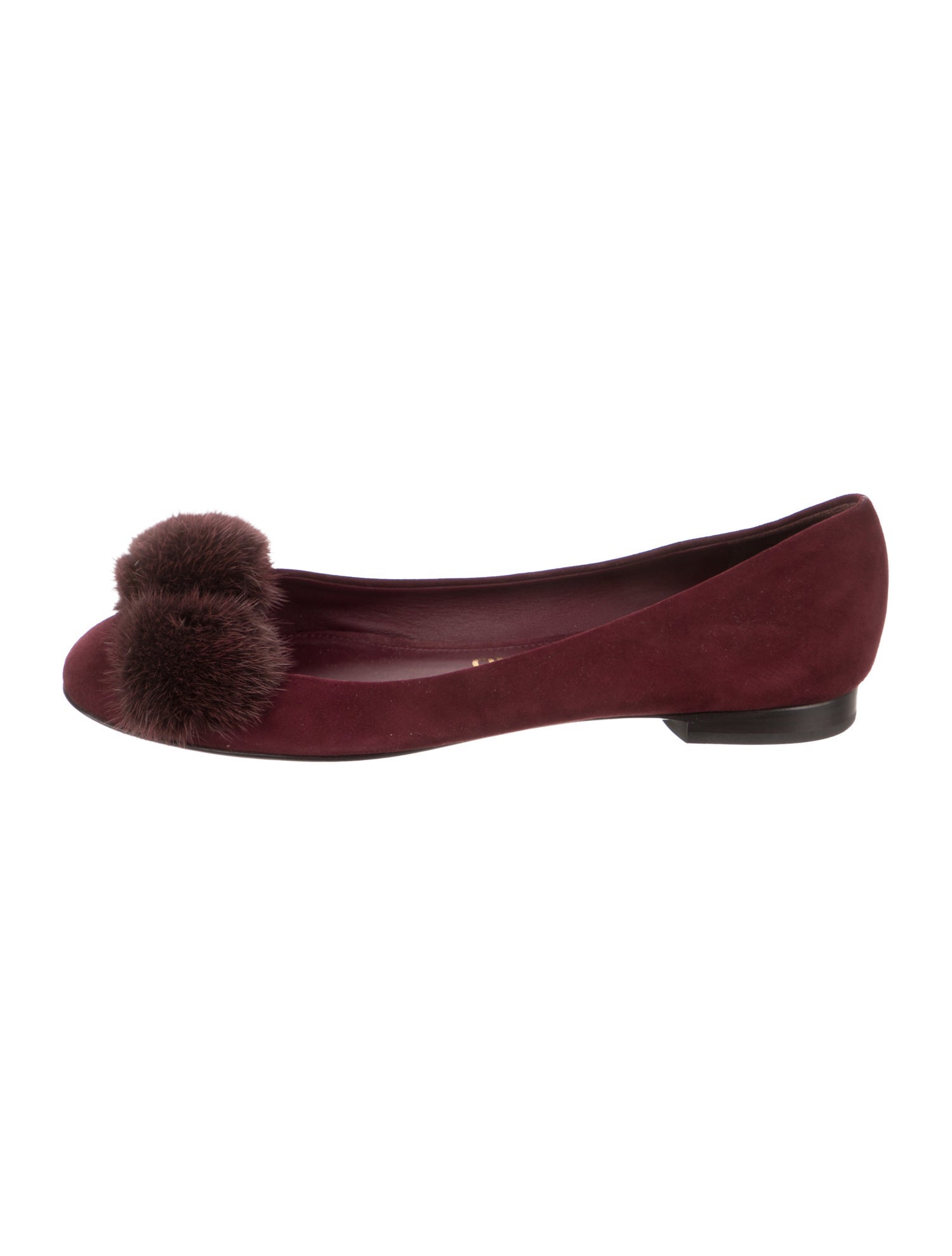 Ferragamo Suede Fur Trim Ballet Flats