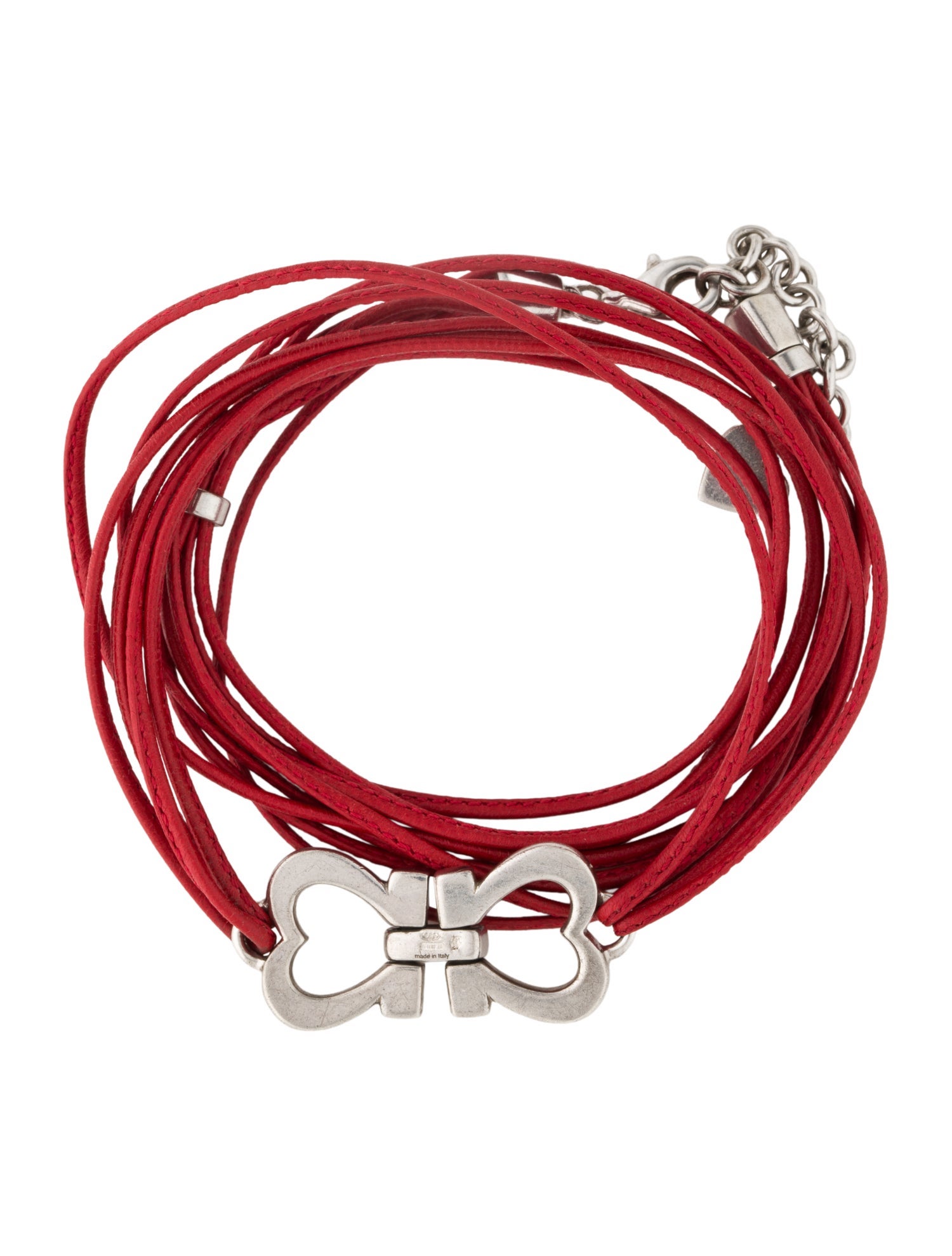 Ferragamo Leather Heart Double Wrap Bracelet