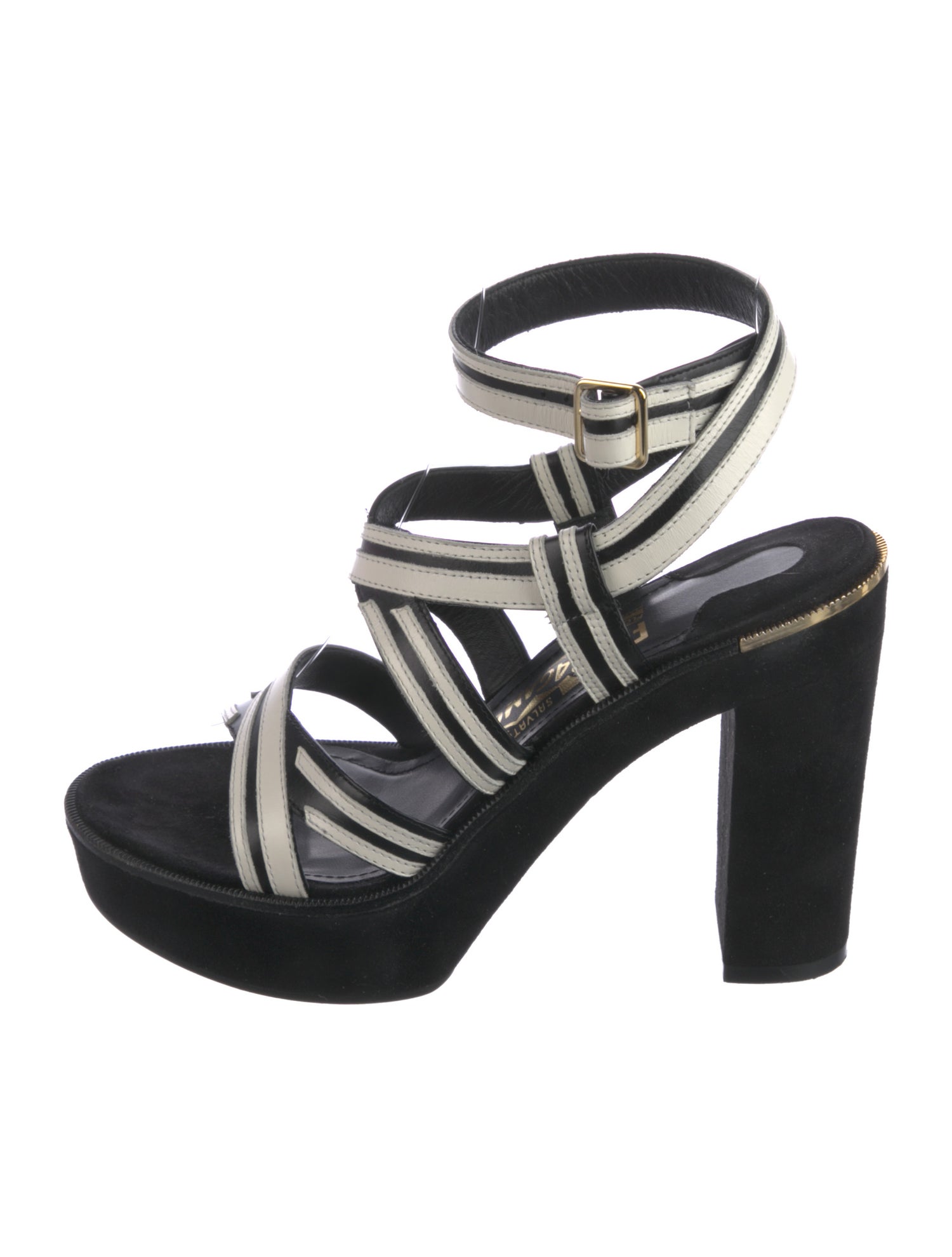 Salvatore Ferragamo Suede Striped Slingback Sandals
