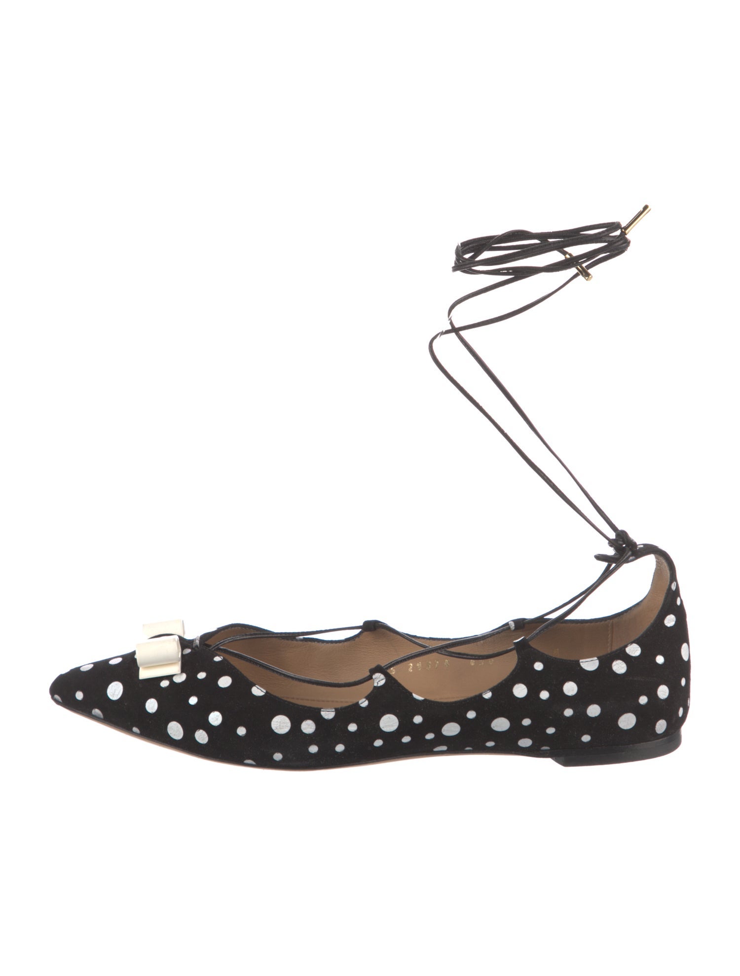 Ferragamo Suede Polka Dot Print Ballet Flats