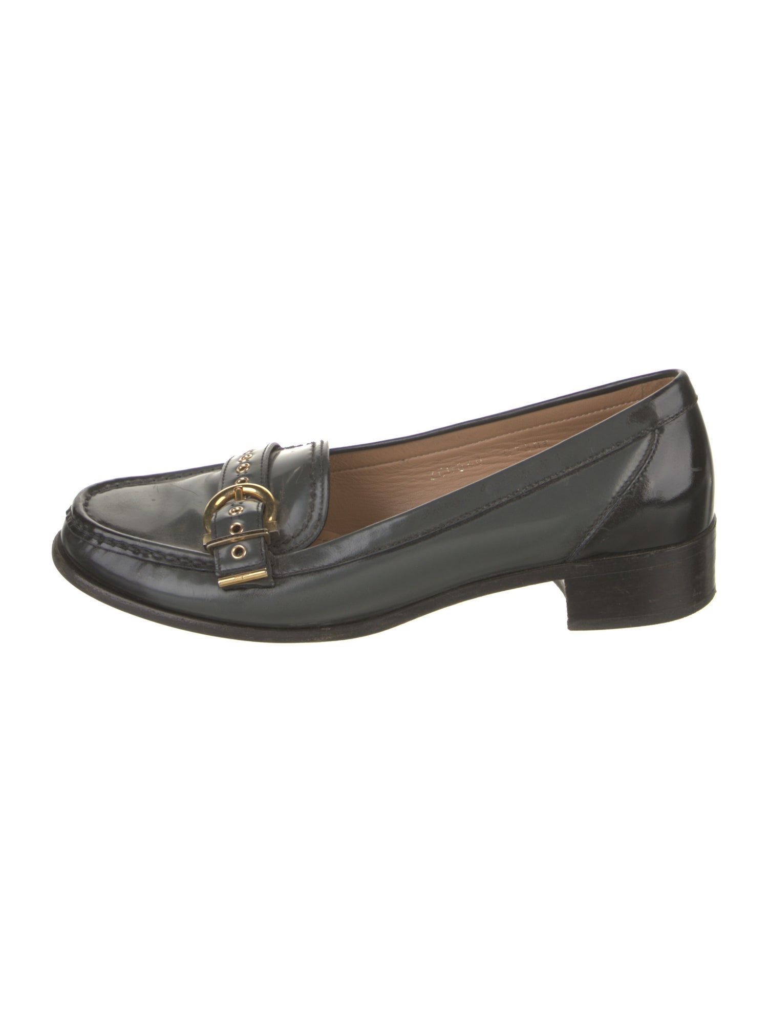 Ferragamo Gancini Logo Patent Leather Loafers