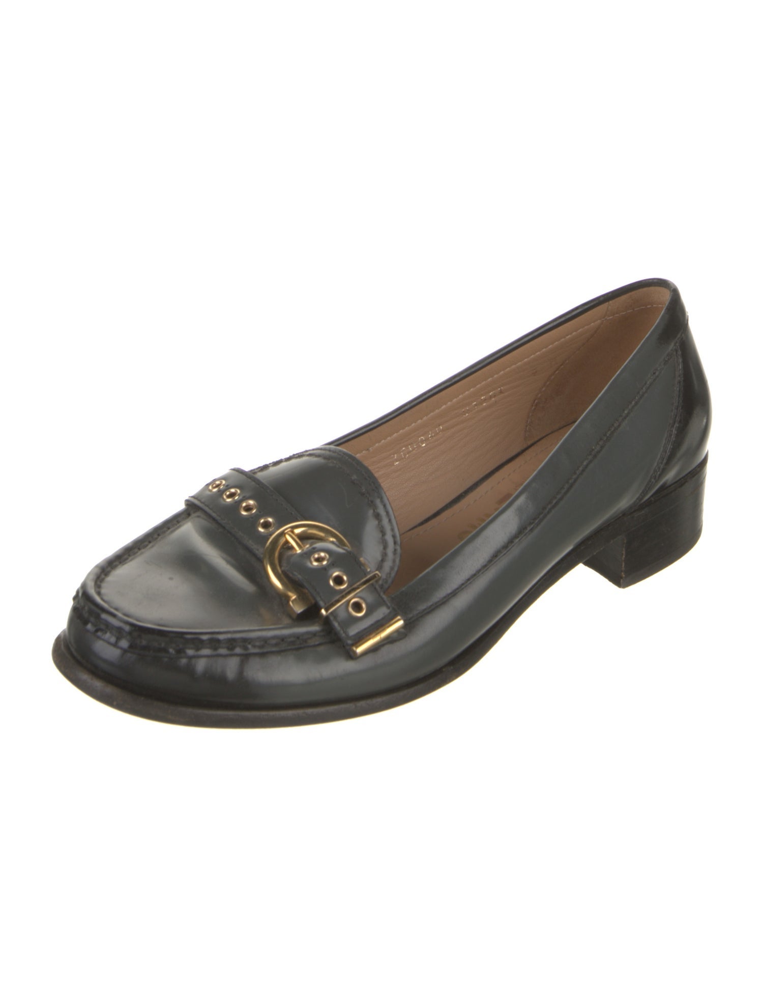 Ferragamo Gancini Logo Patent Leather Loafers