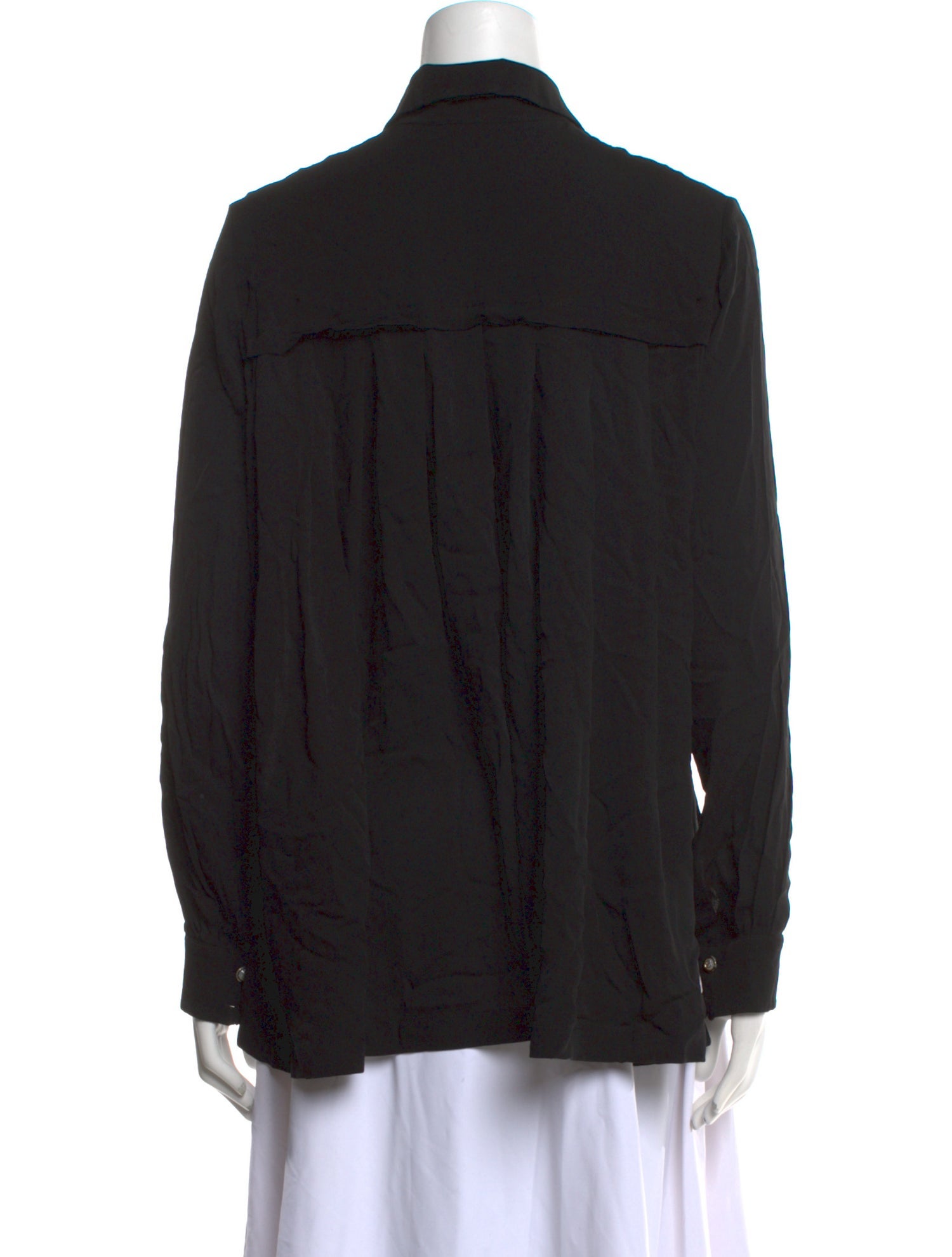 Ferragamo Silk Long Sleeve Button-Up Top